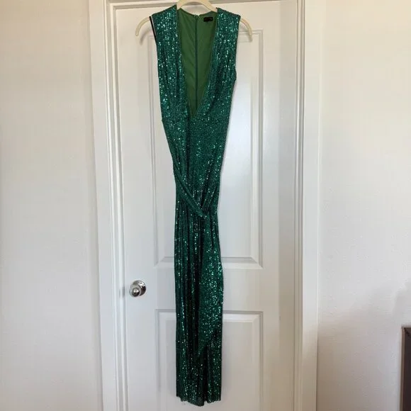 Revolve NBD Elektra Gown Party Dress Emerald Green Kelly sequins maxi sz small - Picture 4 of 16